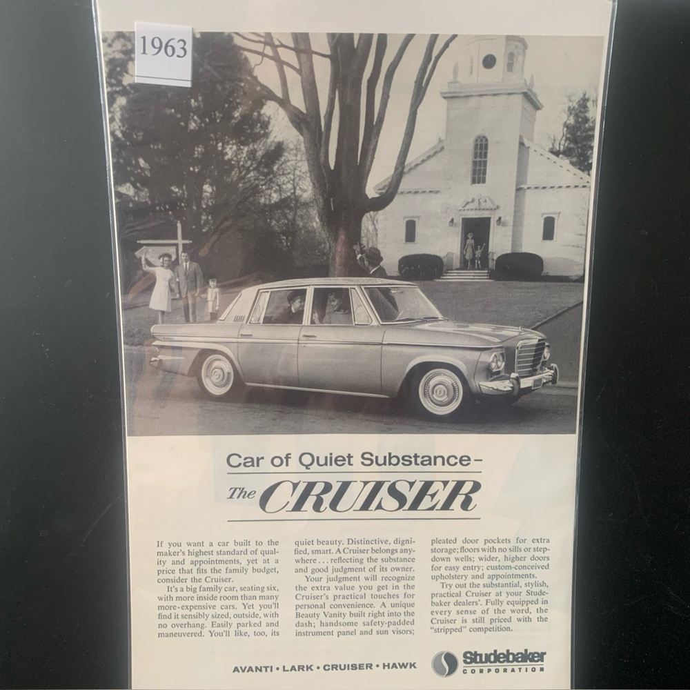 Vintage 1963 Studebaker Car of Quiet Substance The Cruiser Ad Advertisement